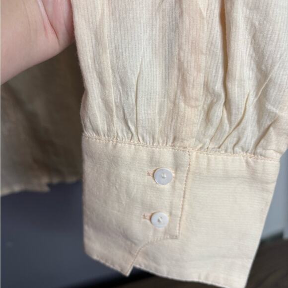 Marie Louise De Monterey Cream Long Sleeve Button Front Top Pleating  Sz 10 - Picture 3 of 7